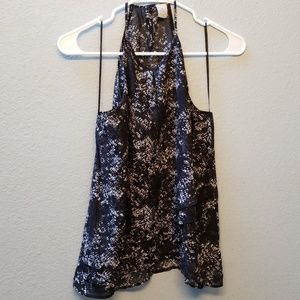 Black and grey sleeveless blouse